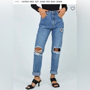 Princess Polly Hayden knee rip jeans